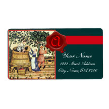 ANTIQUE GRAPE VINEYARD HARVEST WAX SEAL MONOGRAM SHIPPING LABELS
