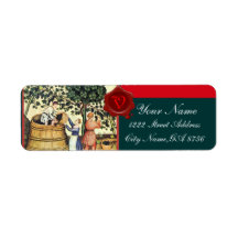 ANTIQUE GRAPE VINEYARD HARVEST WAX SEAL MONOGRAM RETURN ADDRESS LABEL