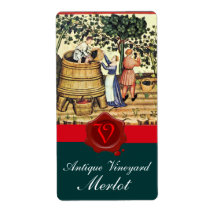 ANTIQUE GRAPE VINEYARD HARVEST WAX SEAL MONOGRAM PERSONALIZED SHIPPING LABEL