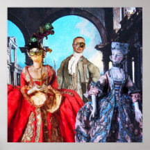 ANTIQUE ITALIAN PUPPETS MASQUERADE COSTUME PARTY POSTER
