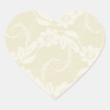 Antique Ivory Country Western Lace Wedding Seals Heart Sticker