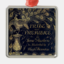 Antique Jane Austen Pride and Prejudice Peacock Ornaments