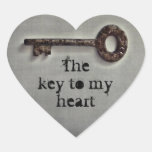 Antique key heart heart stickers