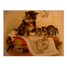 Antique Kittens & Books Kitty School Post Cards