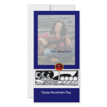 ANTIQUE LOVE RUBY,blue Personalized Photo Card