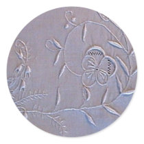 Antique Madeira Embroidered Flowers Round Stickers