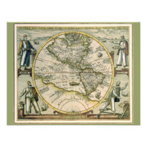 Antique Map, America Sive Novus Orbis, 1596 Announcement