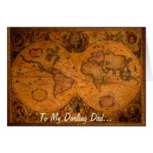 ANTIQUE MAP Father's Birthday Card