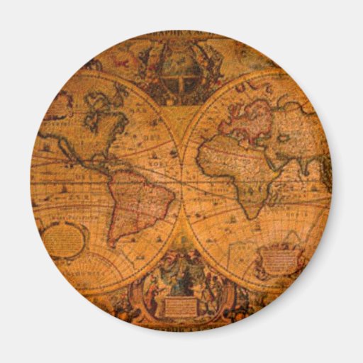 ANTIQUE MAP FRIDGE MAGNET