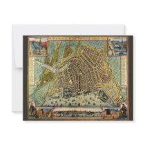 Antique Map of Amsterdam, Netherlands, Holland Custom Invitations