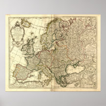 Antique Map of Europe 1769 Posters