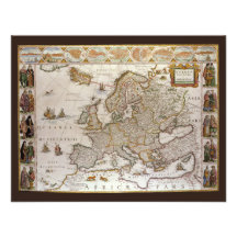 Antique Map of Europe, c1617 by Willem Jansz Blaeu Custom Announcement