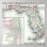 Antique Map of Florida & Mobile, Alabama Posters