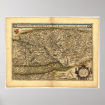 Antique Map of Hungary ORTELIUS ATLAS 1570 A.D. Posters