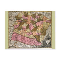 Antique Map of Hungary Post Card