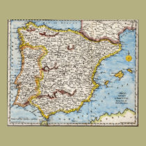 Antique map of the Iberian Peninsula Poster posters
