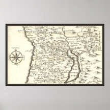 Antique Map Tribes of Israel, Jerusalem, Dead Sea Poster