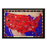 Antique Map United State America Change of Address Custom Invites