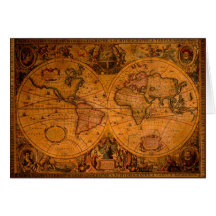 ANTIQUE MAP & World Poem Greeting Cards