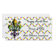 Antique Mardi Gras Fleur Custom Photo Card