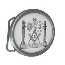Antique Masonic G Kenning Blockcut engraving Belt Buckles
