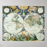 Antique Old World Map by Pieter Goos, 1666 posters