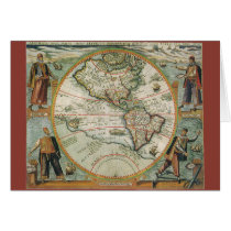 Antique Old World Map of the Americas, 1597 Cards