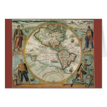 Antique Old World Map of the Americas, 1597 Cards