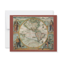 Antique Old World Map of the Americas, 1597 Custom Invitations