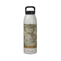 Antique Old World Map of the Americas, 1597 Drinking Bottle
