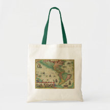 Antique Old World Map of the Americas, 1606 Bag