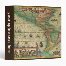 Antique Old World Map of the Americas, 1606 Binders