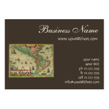 Antique Old World Map of the Americas, 1606 Business Card Template