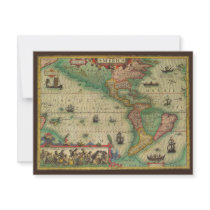 Antique Old World Map of the Americas, 1606 Personalized Invites