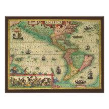 Antique Old World Map of the Americas, 1606 Personalized Invites