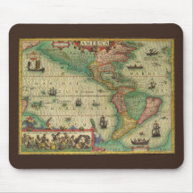Antique Old World Map of the Americas, 1606 Mouse Pad