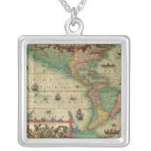 Antique Old World Map of the Americas, 1606 Custom Jewelry