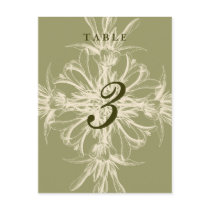 Antique Olive Floral Table Number Cards