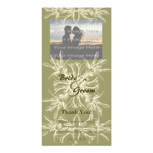 Antique Olive Floral Thank You Photo Card