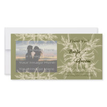 Antique Olive Floral Thank You Photo Card