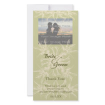 Antique Olive Floral Thank You Photo Card