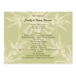 Antique Olive Floral Wedding Program Post Card