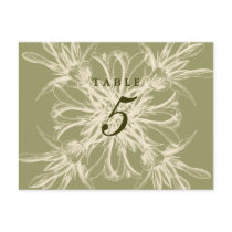 Antique Olive Floral Wedding Table Number