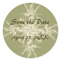 Antique Olive Save the Date Stickers