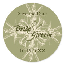 Antique Olive Save the Date Stickers