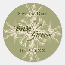 Antique Olive Save the Date Stickers