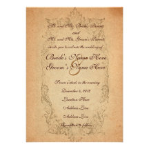 Antique Oval Parchment Wedding Invitation
