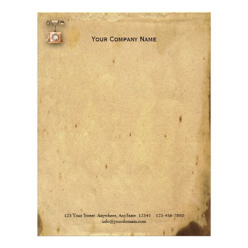 Antique Parchment and Telephone Customized Letterhead