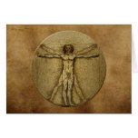 Antique Parchment & Vitruvian Man by Da Vinci Card