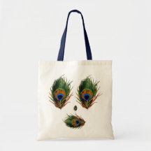 Antique Peacock Feather Canvas Bags